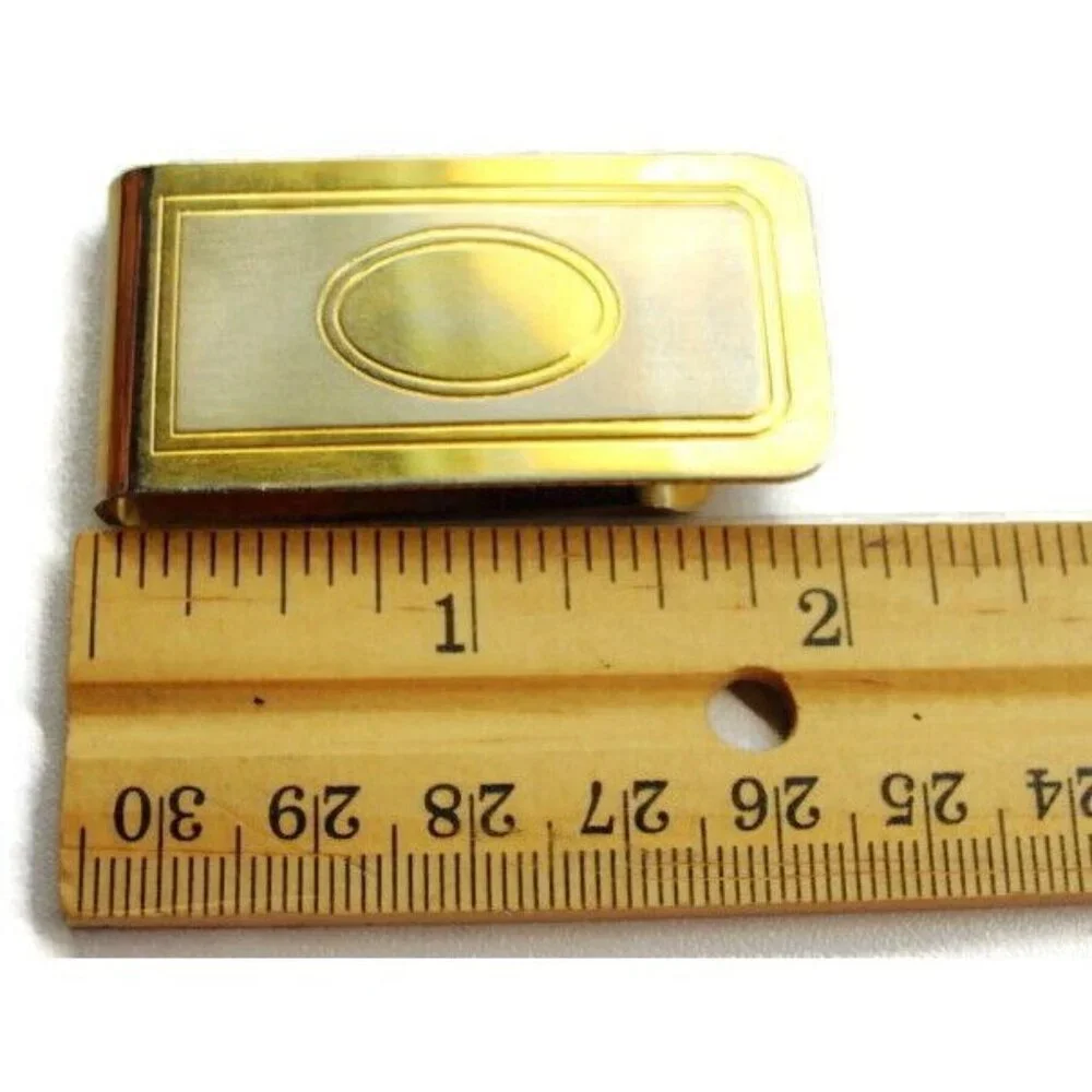 Money Clip Well Worn Faded Golden Cash Holder Wallet Credit Card ID Used Vintage